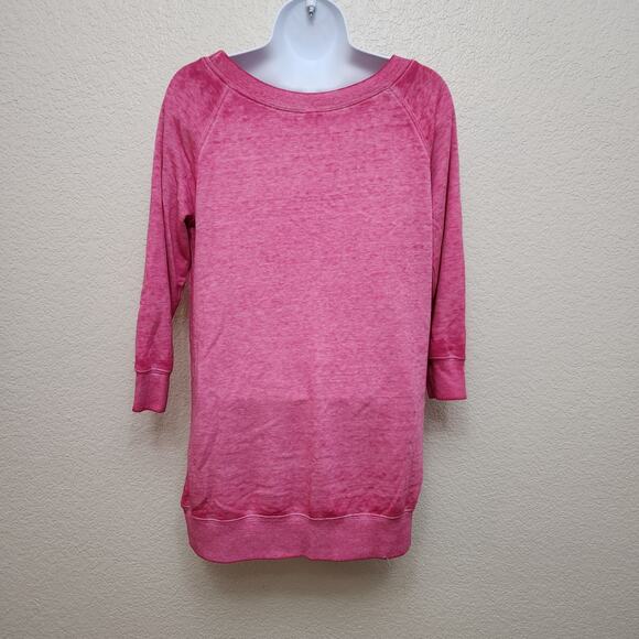 Cato Active Pink Heathered Raglan 3/4 Sleeves Sweatshirt XS Kangaroo Pocket Soft - Picture 3 of 5
